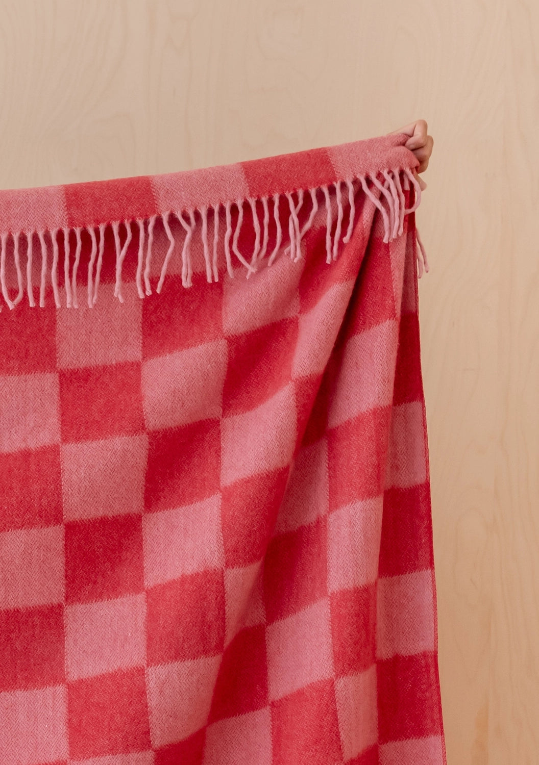 TBCo Recycled Wool Blanket in Pink & Red Checkerboard