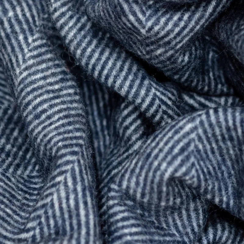 TBCo Recycled Wool Knee Blanket in Navy Herringbone