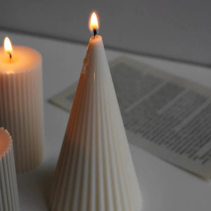 Ribbed Pyramid Candle