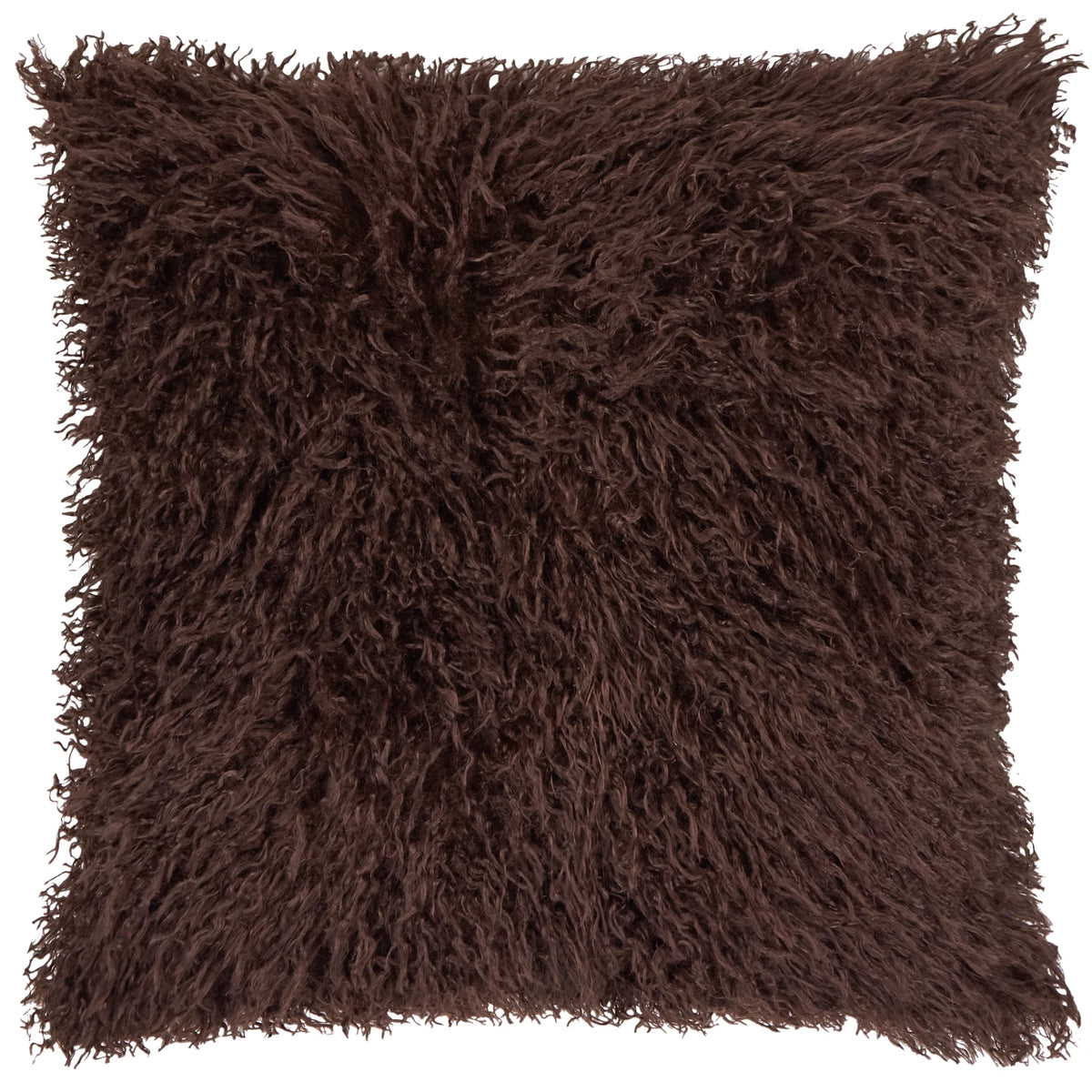 Rowan Shaggy Faux Fur Cushion - Chocolate