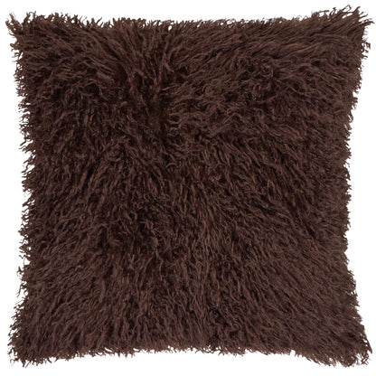 Rowan Shaggy Faux Fur Cushion - Chocolate