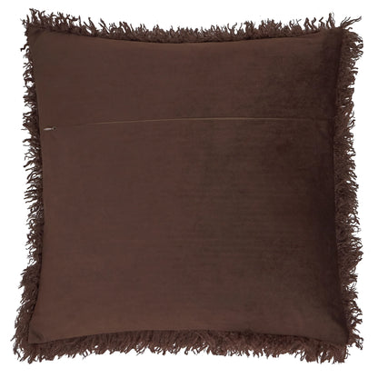 Rowan Shaggy Faux Fur Cushion - Chocolate