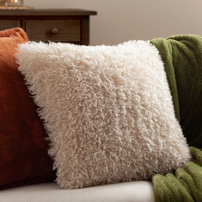 Rowan Faux Fur Shaggy Cushion - Natural