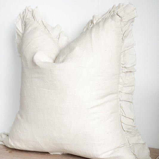 Large Cream Ruffle Cushion