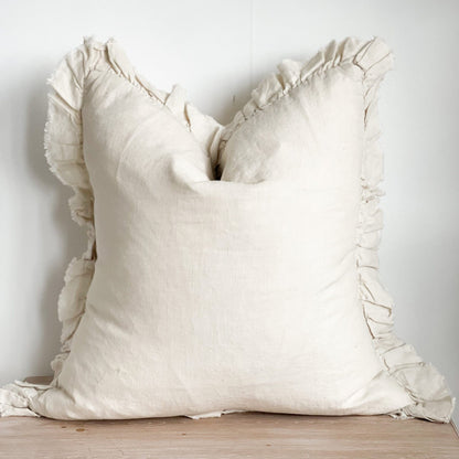 Large Cream Ruffle Cushion