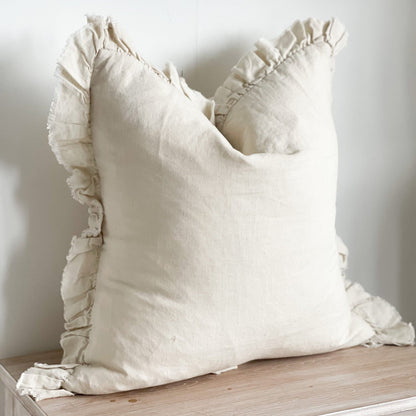 Large Cream Ruffle Cushion