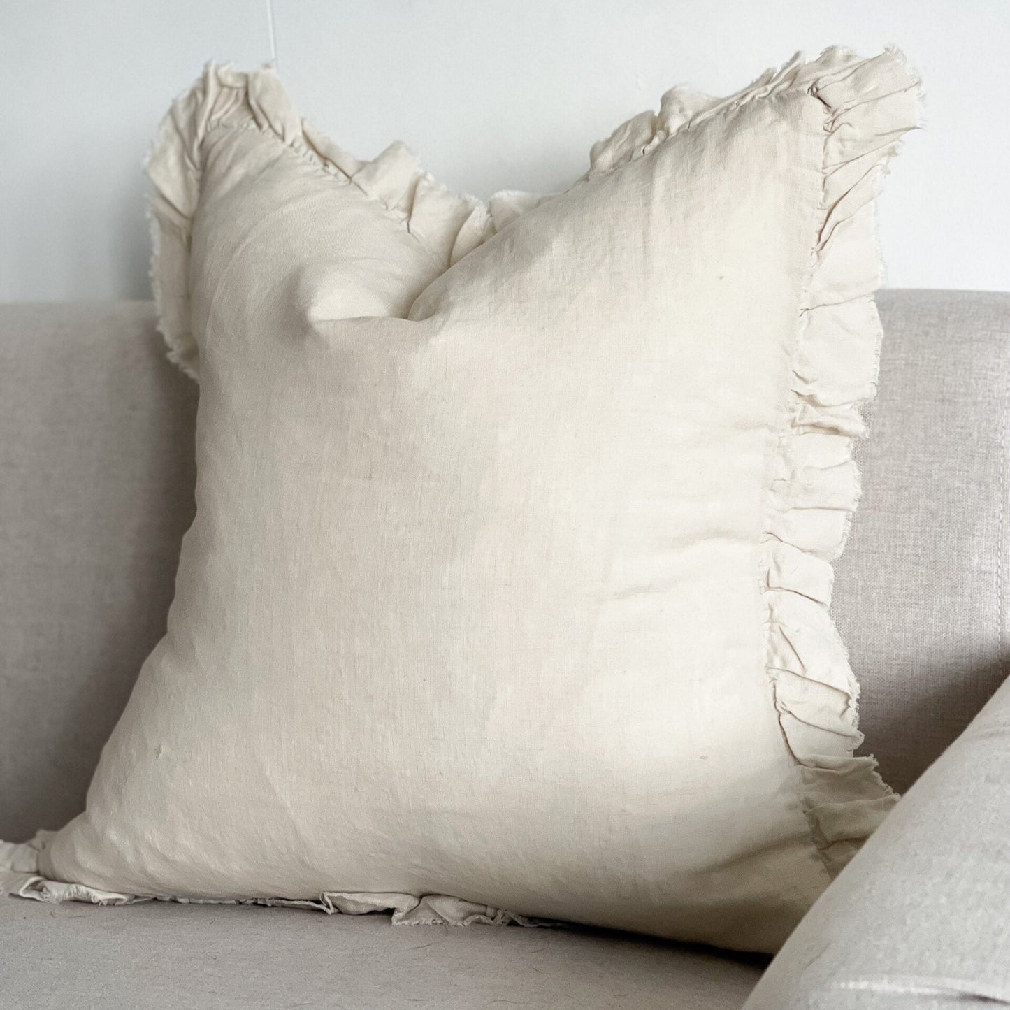 Large Cream Ruffle Cushion