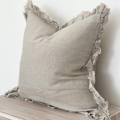 Large Beige Ruffle Cushion