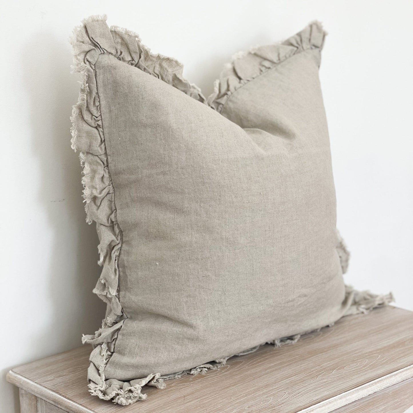 Large Beige Ruffle Cushion