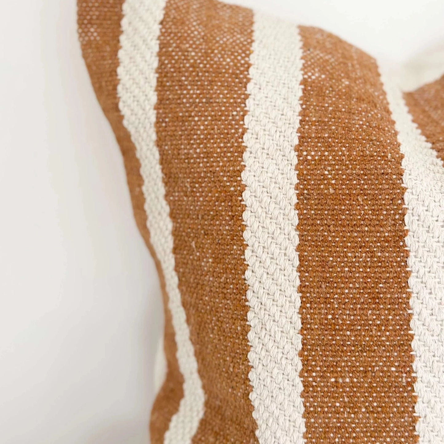 Rust & Cream Stripe Luxe Cotton Cushion