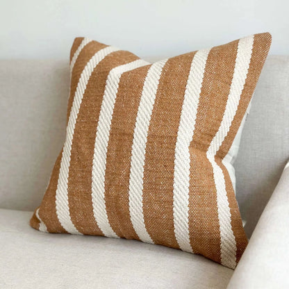 Rust & Cream Stripe Luxe Cotton Cushion