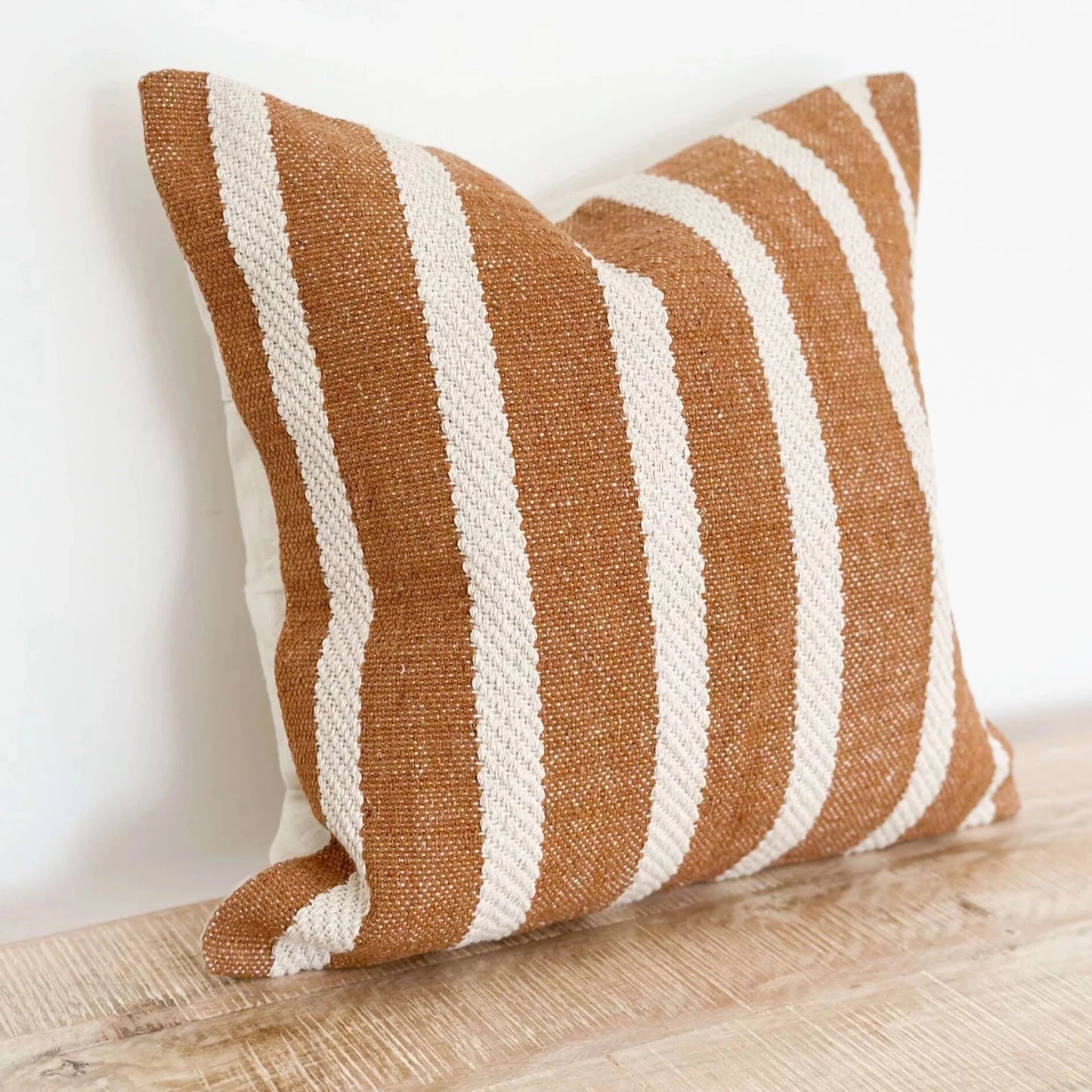 Rust & Cream Stripe Luxe Cotton Cushion