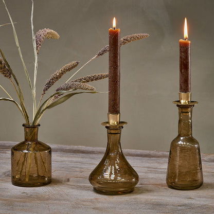 Nkuku Sepia Glass Candlestick Holders