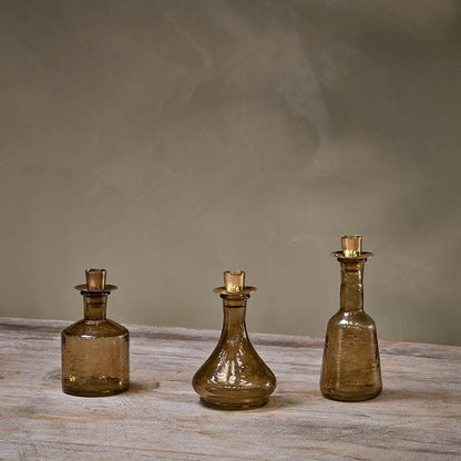 Nkuku Sepia Glass Candlestick Holders
