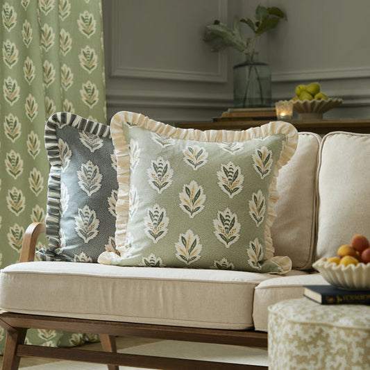 Sanderson Sessile Leaf Ruffle Cushion - Sage