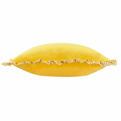Solene Ruffle Matte Velvet Cushion Yellow