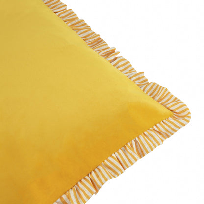 Solene Ruffle Matte Velvet Cushion Yellow