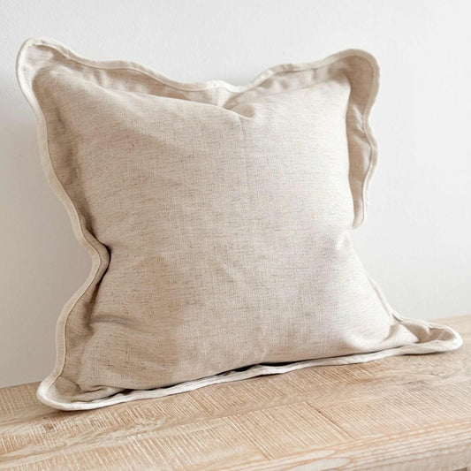 Sand Linen Blend Scalloped Cushion