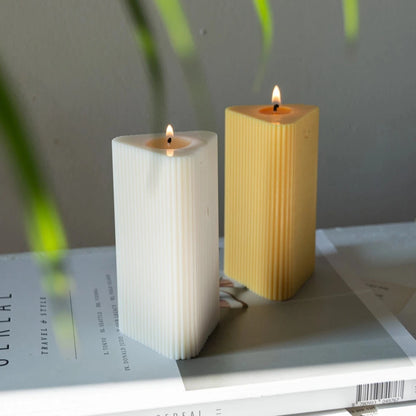 Scented Small Triangular Ribbed Candle