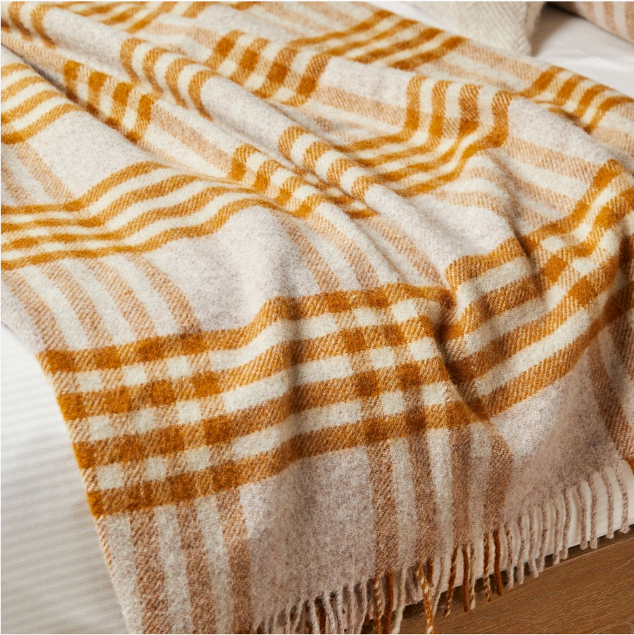 Tweedmill Checked English Mustard Throw