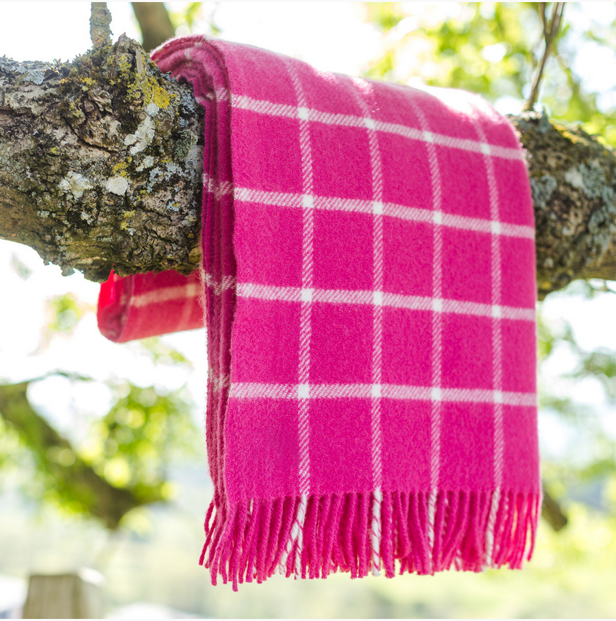 Tweedmill Pink Checkered Throw