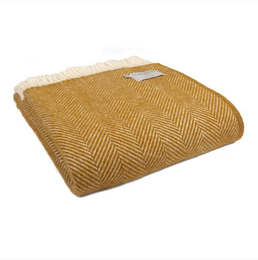 Tweedmill Fishbone Mustard Throw