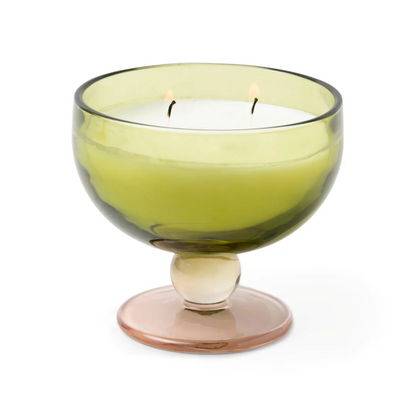 Aura Tinted Glass Goblet - Green & Blush - Misted Lime