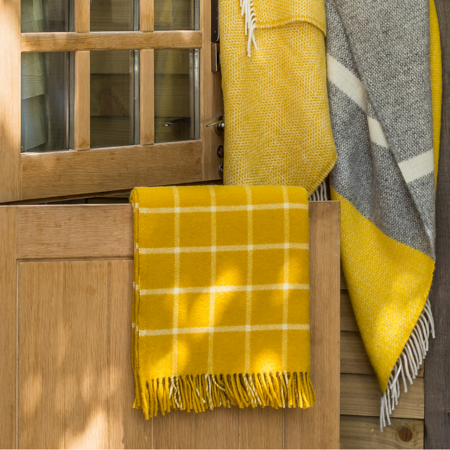 Tweedmill Yellow Checkered Throw