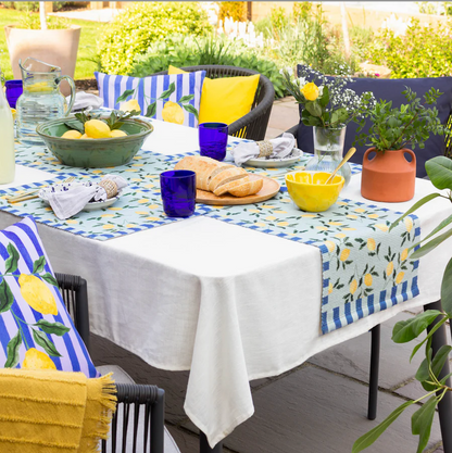 Lemons Outdoor Table Runner - Blue