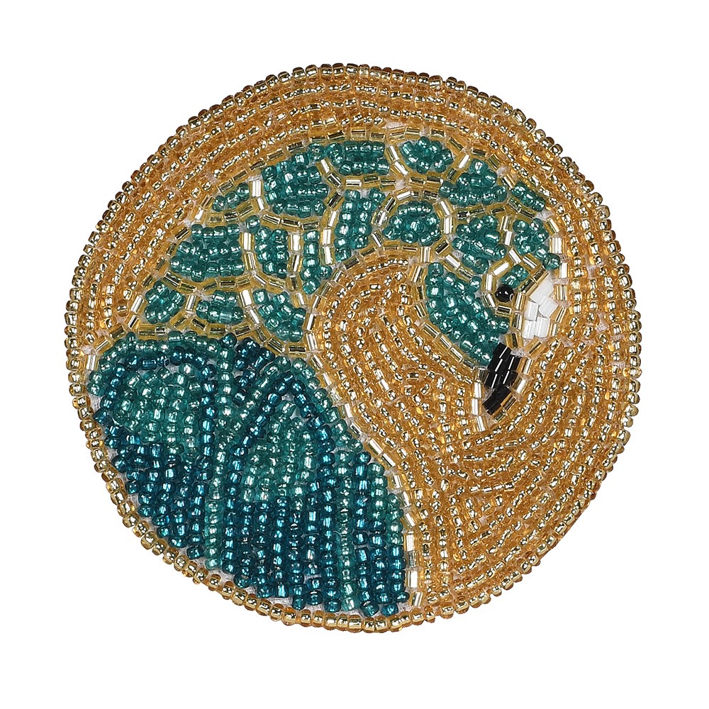 Set of 4 Turquoise Peacock Beaded Coasters