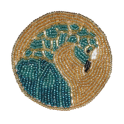 Set of 4 Turquoise Peacock Beaded Coasters