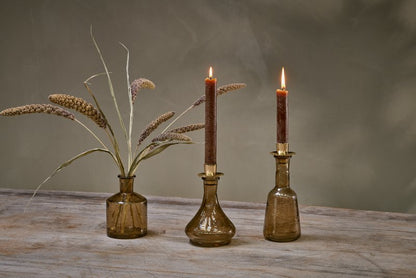 Nkuku Sepia Glass Candlestick Holders