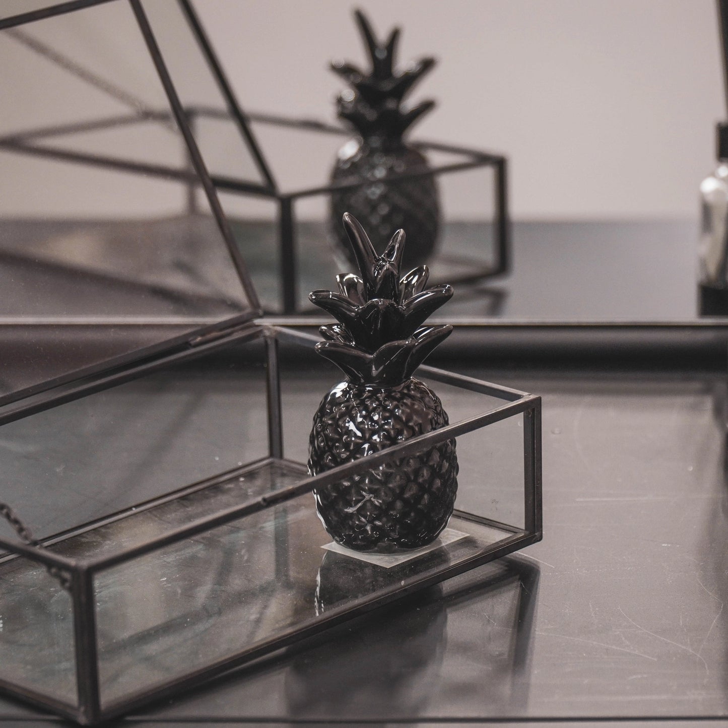 Small Ceramic Pineapple in Black