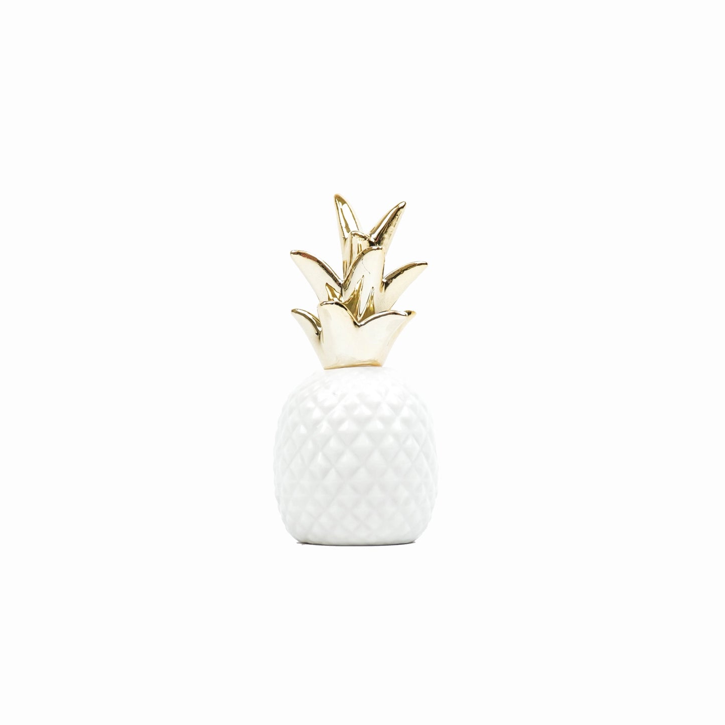 Small Ceramic Pineapple in White & Gold