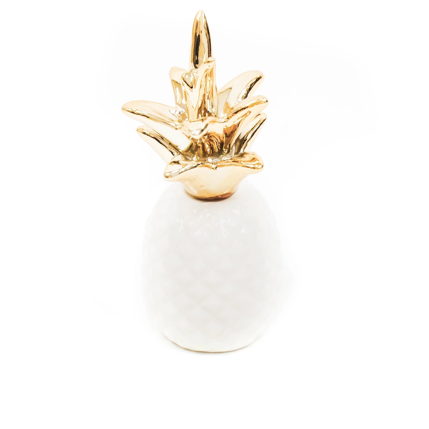 Small Ceramic Pineapple in White & Gold