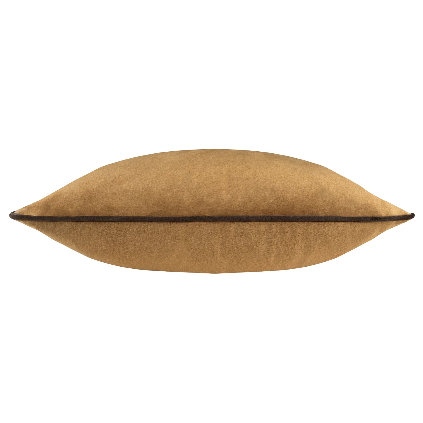 Small Piped Velvet Cushion –  Caramel with Chocolate Trim
