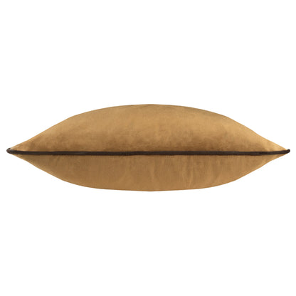 Small Piped Velvet Cushion –  Caramel with Chocolate Trim