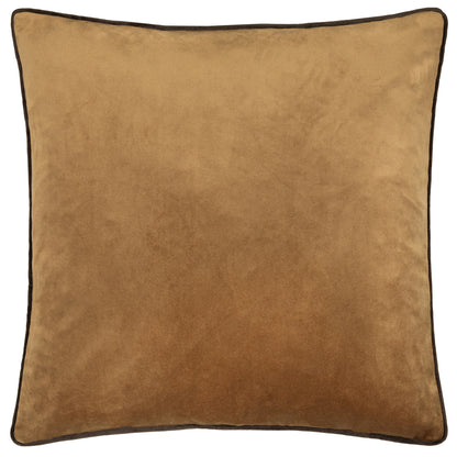 Small Piped Velvet Cushion –  Caramel with Chocolate Trim
