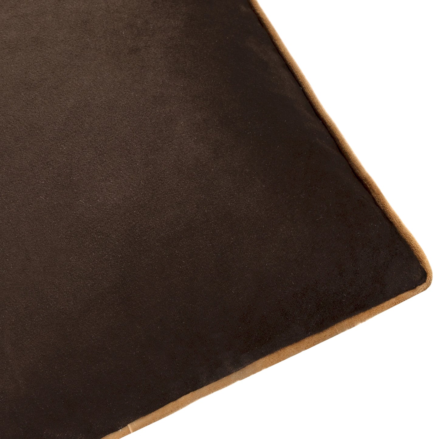 Small Piped Velvet Cushion –  Chocolate with Caramel Trim