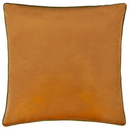 Small Piped Velvet Cushion –  Ginger with Olive Trim