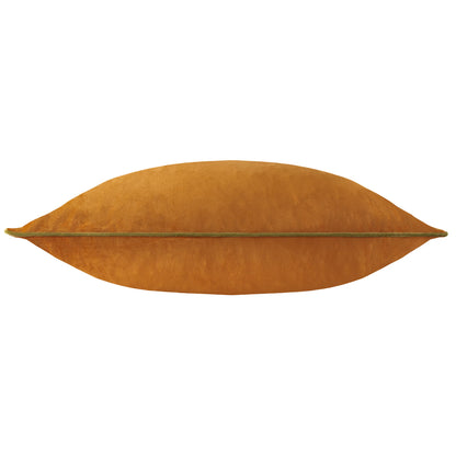 Small Piped Velvet Cushion –  Ginger with Olive Trim