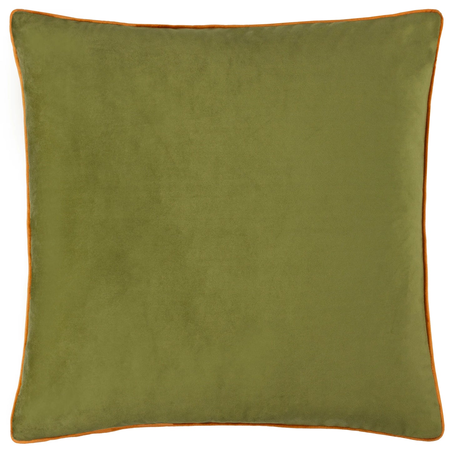 Small Piped Velvet Cushion –  Olive with Ginger Trim
