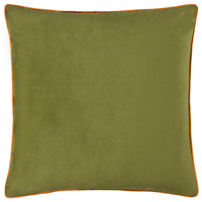 Small Piped Velvet Cushion –  Olive with Ginger Trim