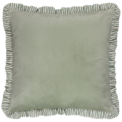 Solene Ruffle Matte Velvet Cushion - Sage
