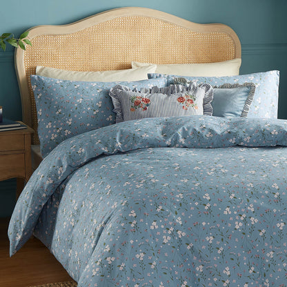 Solene Ruffle Matte Velvet Cushion Blue