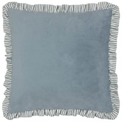 Solene Ruffle Matte Velvet Cushion Blue
