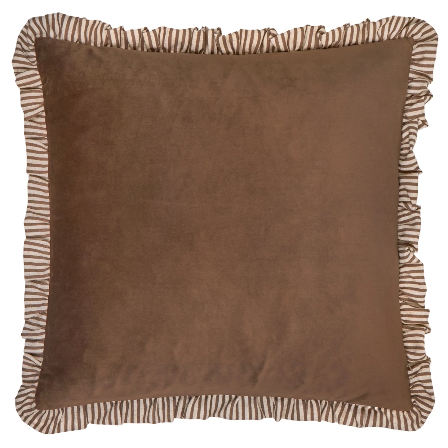 Solene Ruffle Matte Velvet Cushion – Truffle