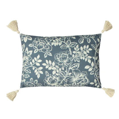 Somerton Floral Cushion in Slate Blue