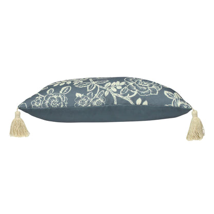 Somerton Floral Cushion in Slate Blue