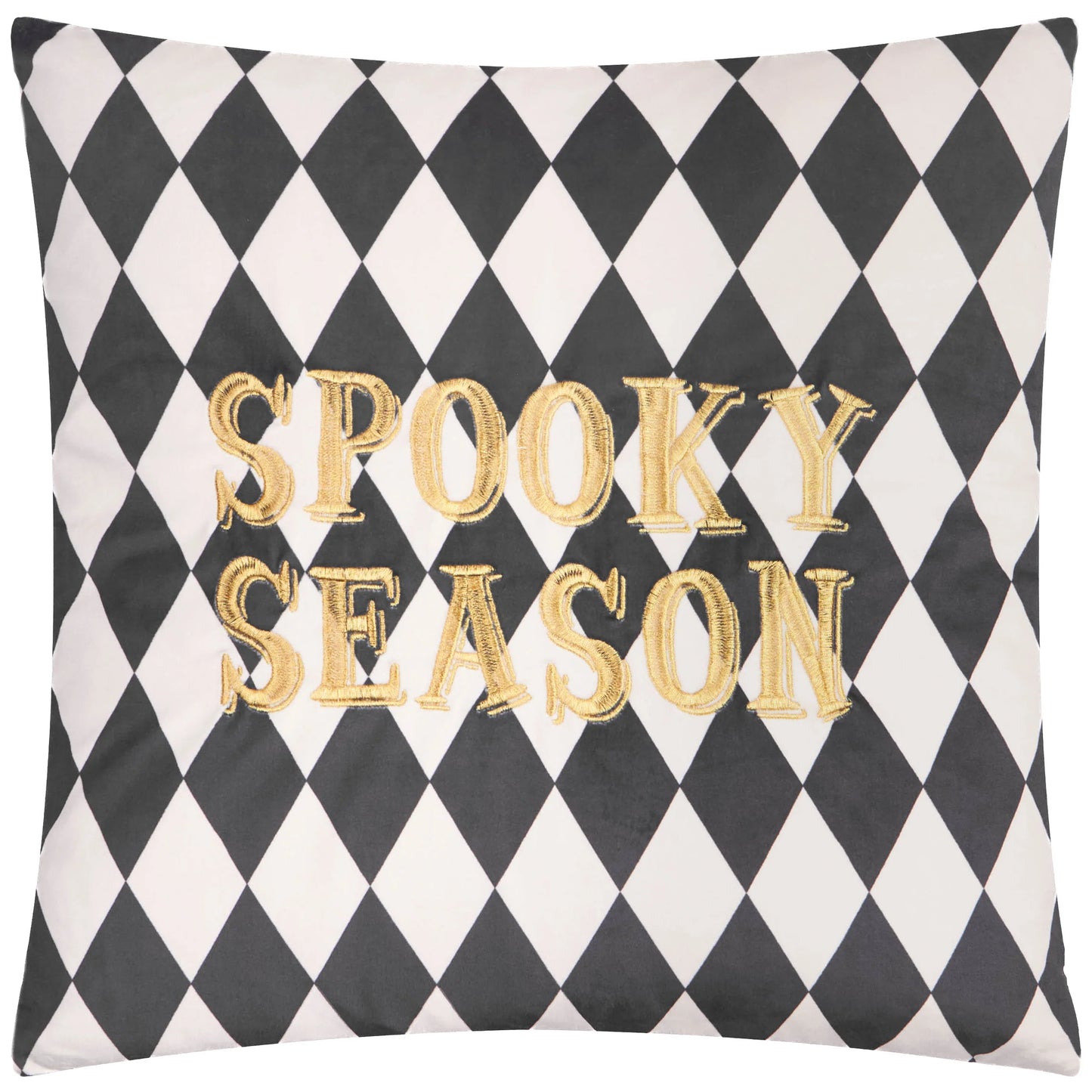Spooky Season Velvet Halloween Cushion - Black & White